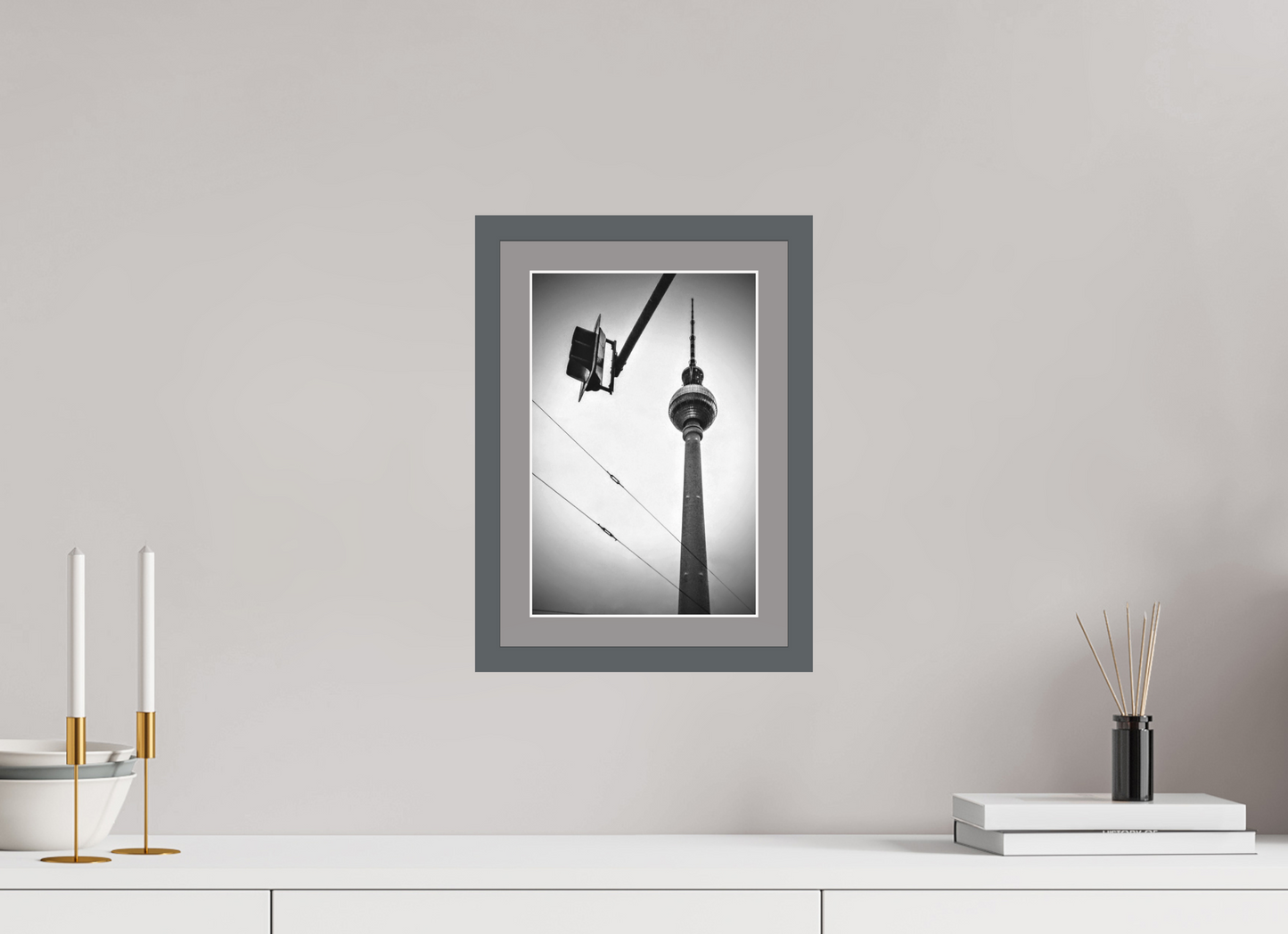 8 x 12″, Solid Wood Frame with Passse-partout Fernsehturm