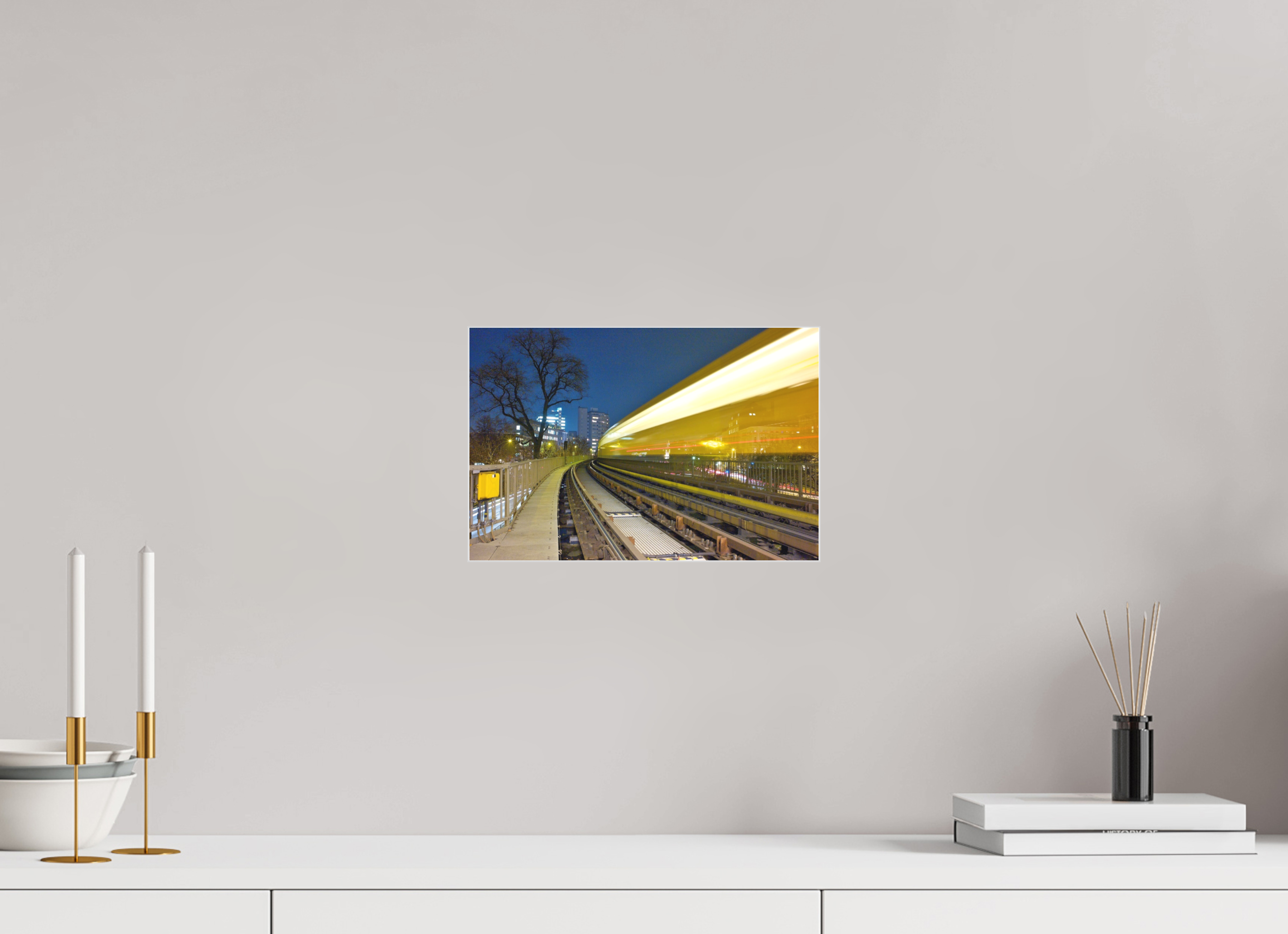 12 x 8″, Fuji Acrylic Print with Slimline Case Berlin S-Bahn at Night