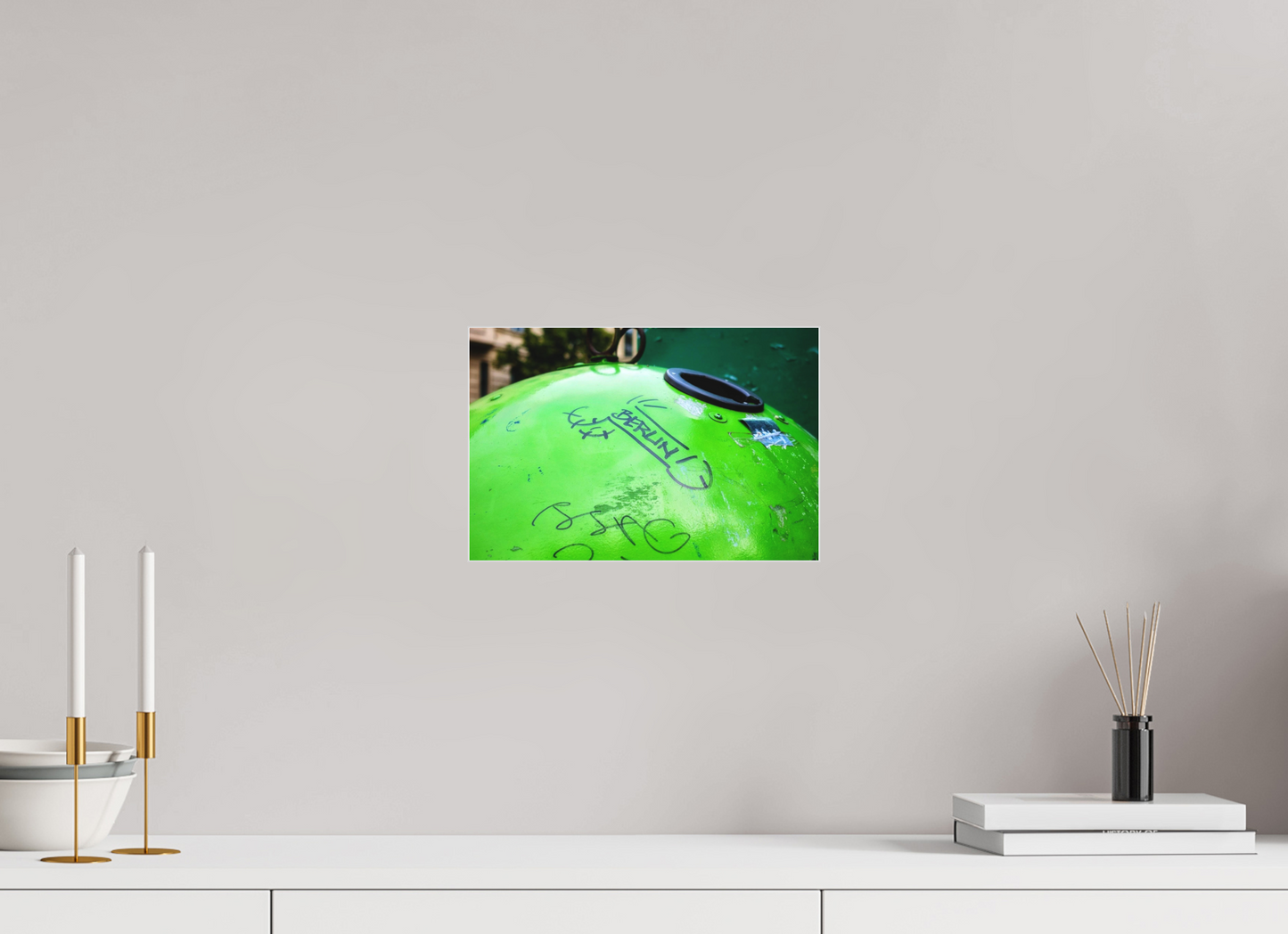 12 x 8″, Fuji Acrylic Print with Slimline Case Recycling Graffiti