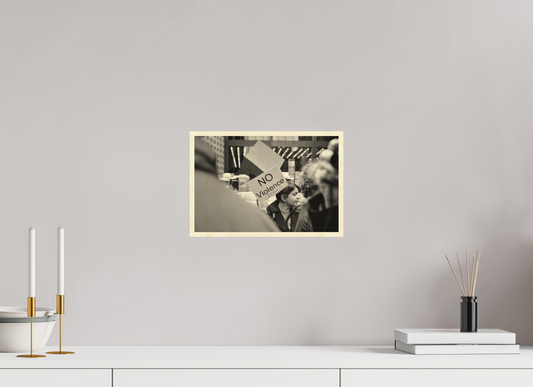 12 x 8″, Direct Print on Wood No Violence, Please