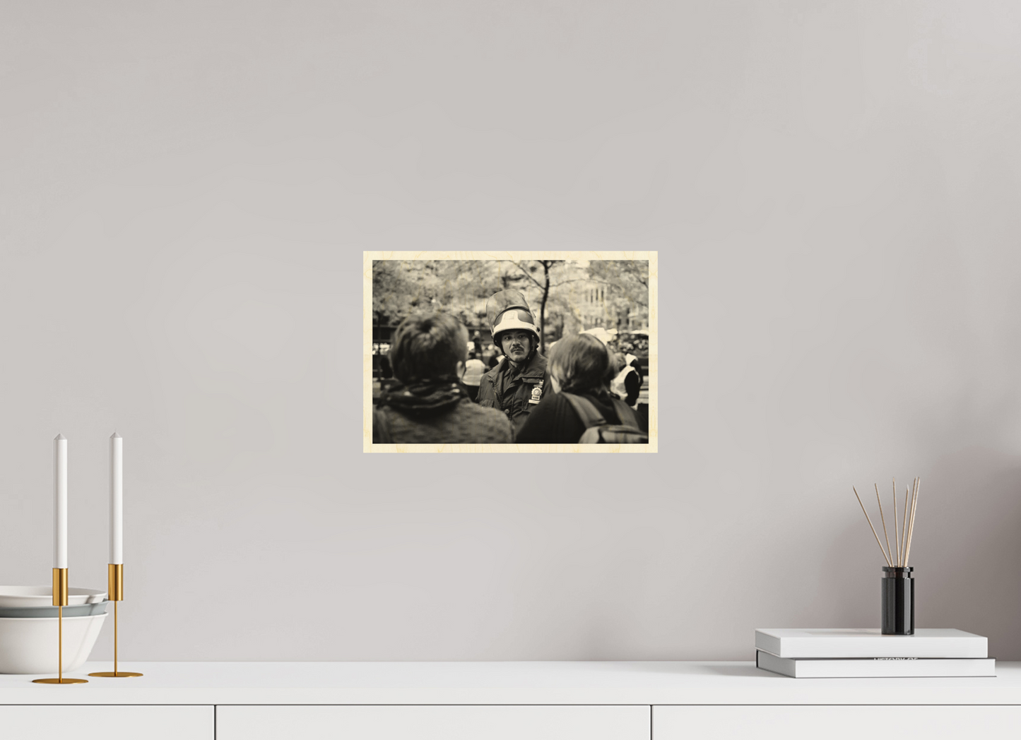 12 x 8″, Direct Print on Wood NYPD in Conversation